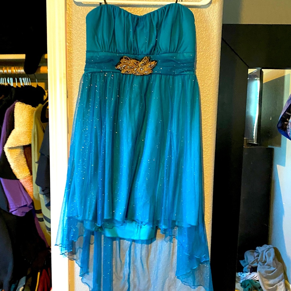 Sleeveless sparkly blue dress